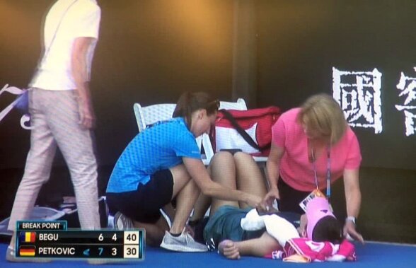 FOTO Final dramatic la Australian Open! Irina Begu s-a calificat în turul 2 după ce Petkovic s-a prăbușit pe teren: „Am avut o infecție”