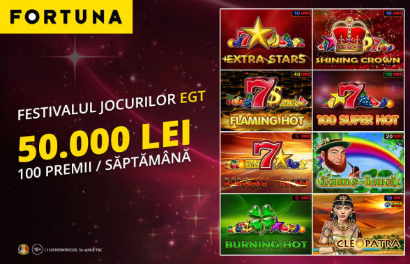 Festivalul Jocurilor începe la casino.efortuna.ro!  Află cum poți câștiga premii în valoare de 50.000 de lei?