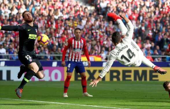 ATLETICO MADRID - REAL MADRID // VIDEO Specialitatea casei pentru Real! Gol fabulos din foarfecă în derby-ul Madridului: Casemiro a redus la tăcere Wanda Metropolitano