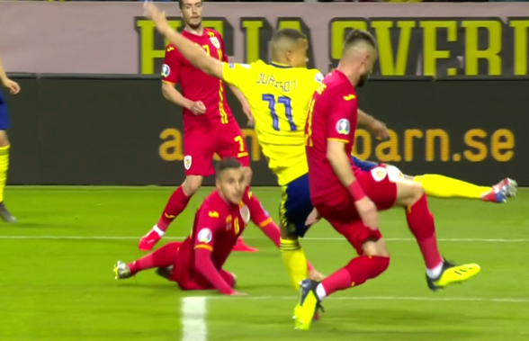FOTO Greșeli în lanț în apărarea României la primul gol marcat de Suedia » Ce s-a întâmplat la reușita de 2-0