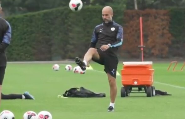 VIDEO // Pep Guardiola ar putea intra oricând pe teren alături de elevii săi! Cum a fost surprins la antrenamentul lui Manchester City