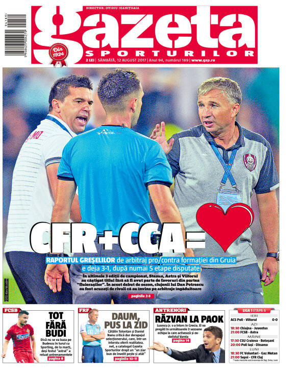 Gazeta Sporturilor din 12 august 2017 Editia Print Gazeta Digitala