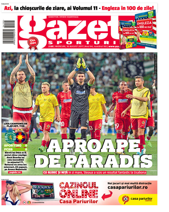 Gazeta Sporturilor din 16 august 2017 Editia Print Gazeta Digitala