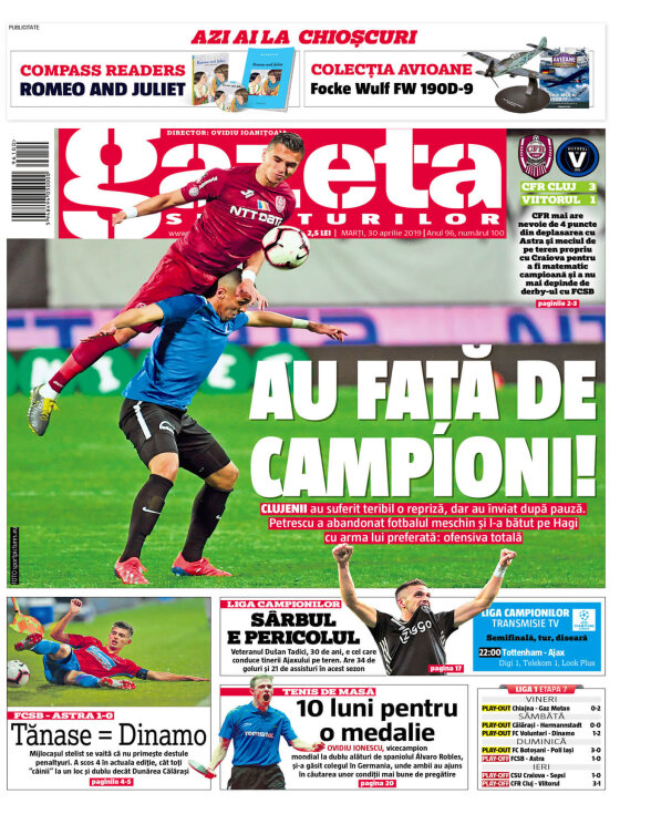 Gazeta Sporturilor din 30 aprilie 2019 Editia Print Gazeta Digitala