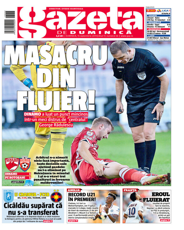 Gazeta Sporturilor din 15 septembrie 2019 Editia Print Gazeta Digitala