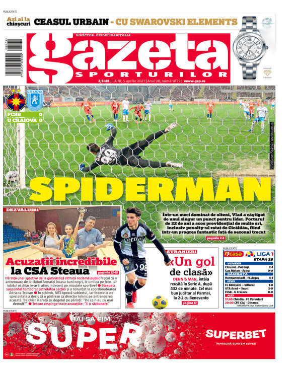 Gazeta Sporturilor din 05 aprilie 2021 - Editia Print - Gazeta Digitala