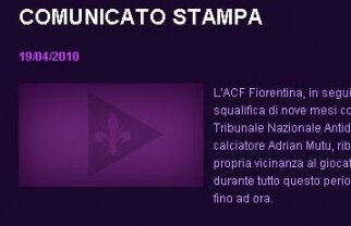 Site-ul oficial viola: Fiorentina e alături de Mutu