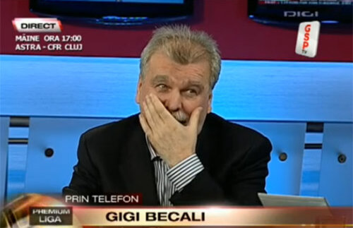 VIDEO / Gigi Becali, într-o criză de rîs: "Dinule, ţiganii se îneacă tot timpul la mal"