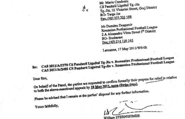 TAS le cere lui Condescu şi lui Dragomir să-şi reconfirme solicitările