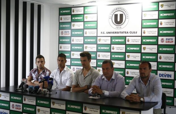 FOTO U Cluj i-a prezentat oficial pe Szukala, Achim şi Nicola. Băjenaru a zis din nou "pas"