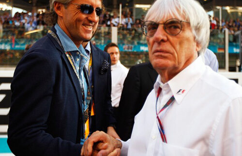 Din culisele cursei de la Abu Dhabi: Ecclestone l-a consolat pe Vettel, iar Mancini i-a ţinut pumnii lui Alonso