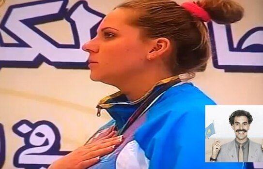 VIDEO Umilită pe podium » În loc de imnul Kazahstanului, i-a fost intonat cel batjocorit din Borat