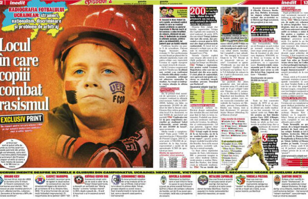 Citeşte doar în ediţia tipărită a Gazetei de azi » Partea a doua a radiografiei complexe a fotbalului ucrainean: Locul în care copiii combat rasismul
