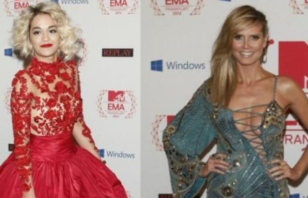 Rita Ora i-a dat o lectie de eleganta divei Heidi Klum la Premiile EMA