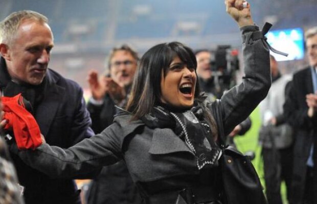 Talisman frumos! Salma Hayek le-a purtat noroc fotbalistilor lui Rennes