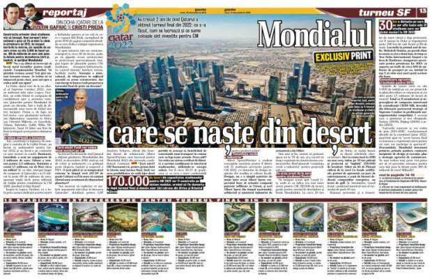Citeşte doar în ediţia tipărită a Gazetei de azi » Povestea Mondialului care se naşte din deşert