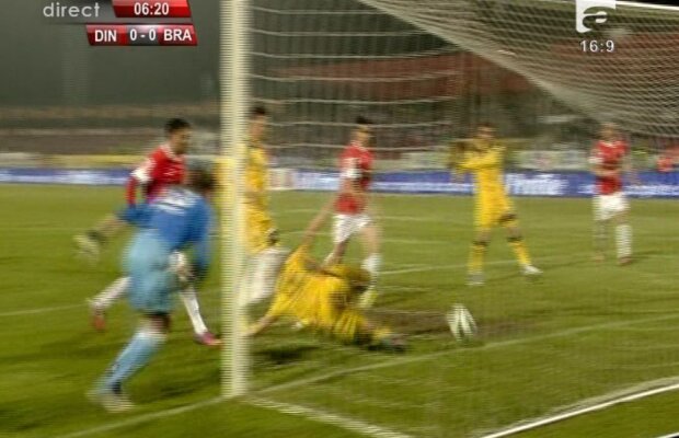 VIDEO Fază controversată în Dinamo - FC Braşov » Oltean a scos de pe linia porţii, "cîinii" au cerut gol