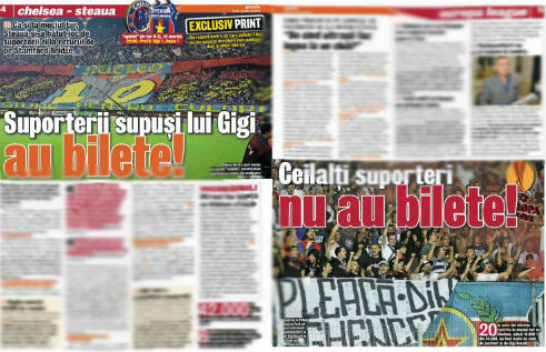 Exclusiv print » Steaua şi-a bătut joc de fanii ei la returul cu Chelsea: Manevre incredibile prin care suporterii supuşi lui Gigi au bilete iar ceilalţi nu!