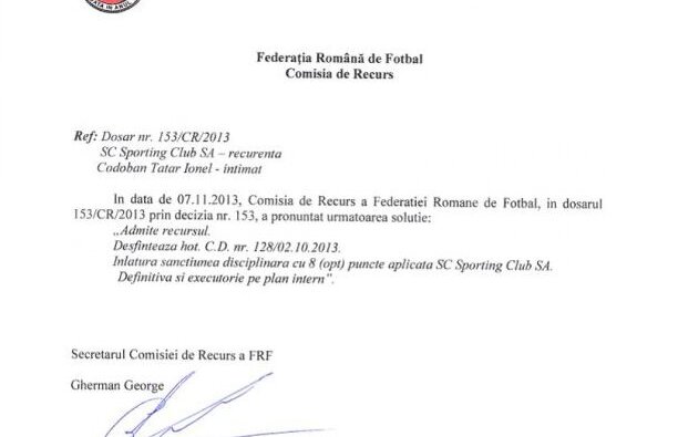 Vaslui a scăpat de depunctare! » Iată documentul oficial! Reacţiile lui Porumboiu şi Codoban