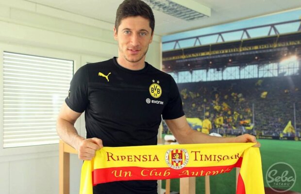 Robert Lewandowski e fan Ripensia :) Vedeta Borussiei Dortmund s-a fotografiat cu fularul echipei de liga a V-a