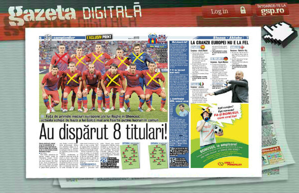 Răsfoieşte online Gazeta Digitală » La Steaua au dispărut 8 titulari + Perlele Ligii 1, cinci tineri fotbalişti care fac senzaţie