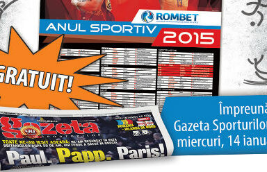 Nu rata Anul Sportiv 2015, miercuri, 14 ianuarie, gratuit cu Gazeta Sporturilor
