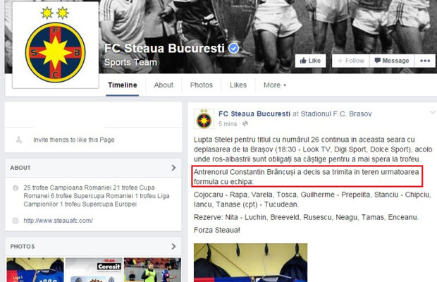 Costel Gâlcă e și artist :) Antrenorul Stelei a fost rebotezat pe pagina de Facebook a clubului 