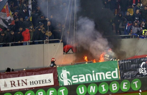 VIDEO+FOTO Ce nu s-a văzut la TV: incendiu provocat din peluza dinamovistă!