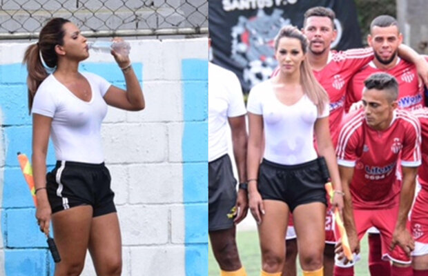 FOTO Au uitat complet de fotbal! Ce se întâmplă când ai arbitru un fotomodel