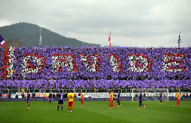 GALERIE FOTO + VIDEO Momente emoționante înaintea meciului Fiorentina - Benevento: Alin Toșca, profund marcat