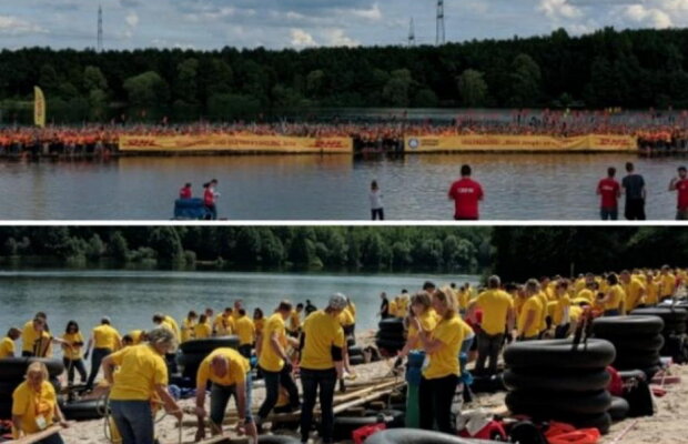 FOTO Impresionant! 956 de oameni s-au adunat pe o singură plută, pe apă