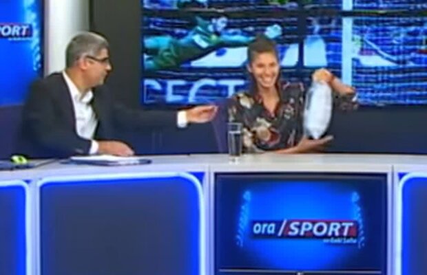 VIDEO Imagini memorabile! Campioana mondială la canotaj a luat aurul accidentată și a venit într-o emisiune TV în cârje și cu gheață pe picior