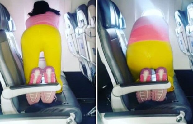 FOTO&VIDEO Au urcat în avion, iar imediat după ce au decolat au observat ceva dubios: poziția bizară în care stătea o femeie și ce făcea ea