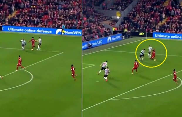 FOTO "Trișorul!" » Salah, pus la zid și ironizat după faza controversată din meciul cu Newcastle: "L-a tras parașuta" » Out cu Arsenal și City?!