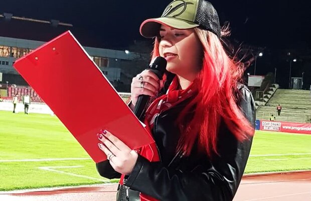 DINAMO // VIDEO Cine e Alexandra Stîngă, prima femeie crainic din Liga 1 + Imagini nedifuzate cu momentul istoric de pe stadionul Dinamo