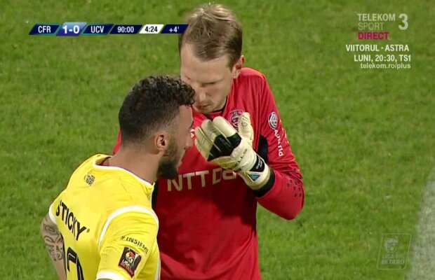 Gazeta a aflat dialogul exact dintre Pigliacelli și Arlauskis la meciul CFR Cluj - CSU Craiova 1-0: „1-1 e bun pentru toată lumea!"
