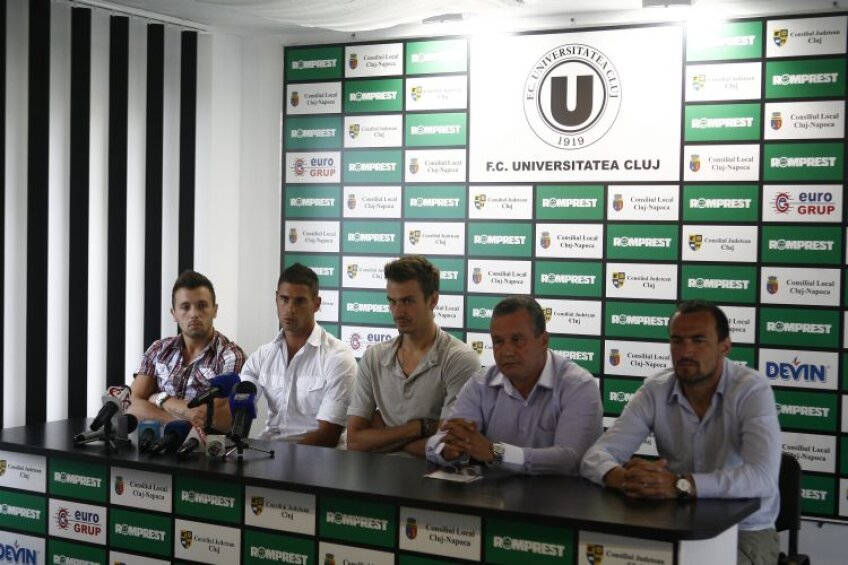 U Cluj şi-a prezentat astăzi achiziţiile: Nicola, Achim şi Szukala. Plus noul director sportiv, Felix Grigore