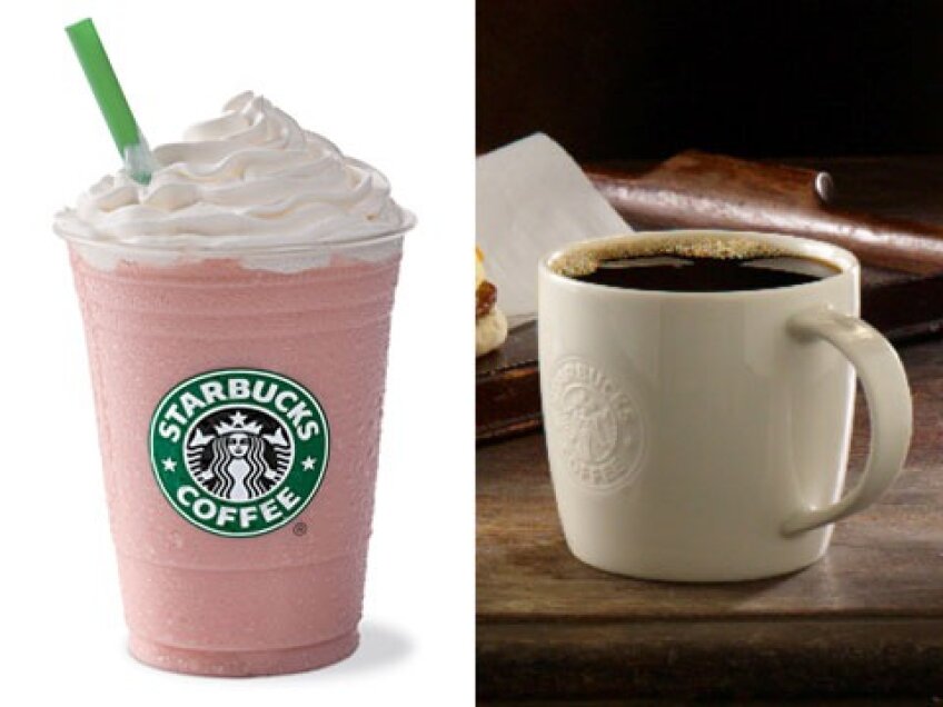 Frappucino vs cafea neagra sursa foto: shine.com