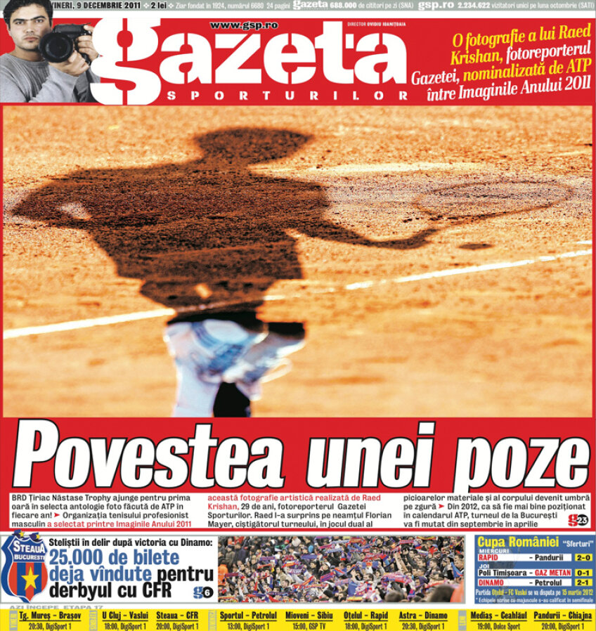 Prima pagină a Gazetei Sporturilor din 9.12.2011