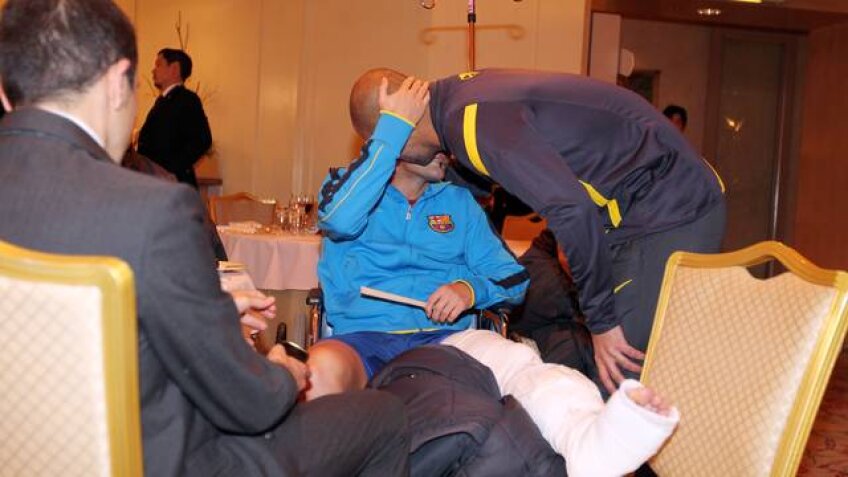 Villa, încurajat de Guardiola... sau... invers :) (sursa foto: fcbarcelona.cat)