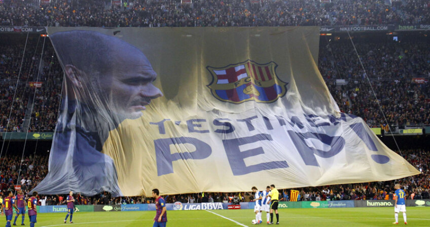 Banner-ul dedicat de suporteri lui Pep