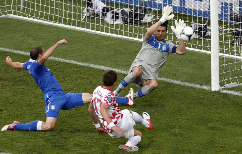 Mandzukici înscrie la prima mare ocazie a croaților, care evită primul eșec în ultimii 70 de ani contra Italiei // Foto: Reuters
