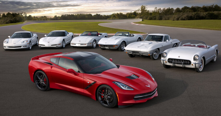 Cele 7 generaţii de Chevrolet Corvette întinse pe o istorie de 60 de ani.