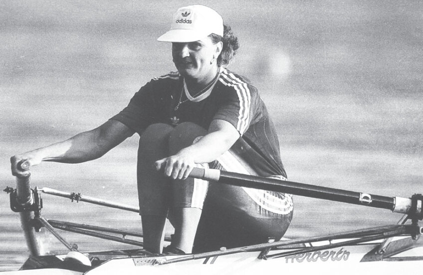 Elisabeta Lipă în barca de simplu, la Barcelona, cursa pe care a câștigat-o detașat