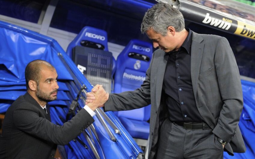 Guardiola și Mourinho,
salutul de faţadă al
eternilor rivali FOTO Reuters