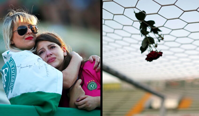 TRAGEDIE în America de Sud. Fanii lui Chapecoense, echipa braziliană care s-a prăbușit în Columbia, au adus un omagiu jucătorilor morți, foto: Gulliver/gettyimages