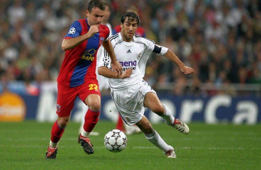Paraschiv versus Raul sau duelul căpitanilor într-un meci de gală al Stelei în C1, disputa cu Real din grupele anului 2006, 1-4 pe Ghencea