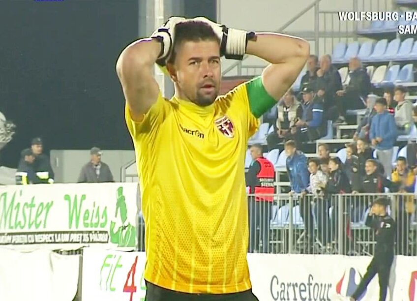 Reacția portarului celor de la FC Voluntari la golul lui Căpățână FOTO: Captură @TV Telekom Sport