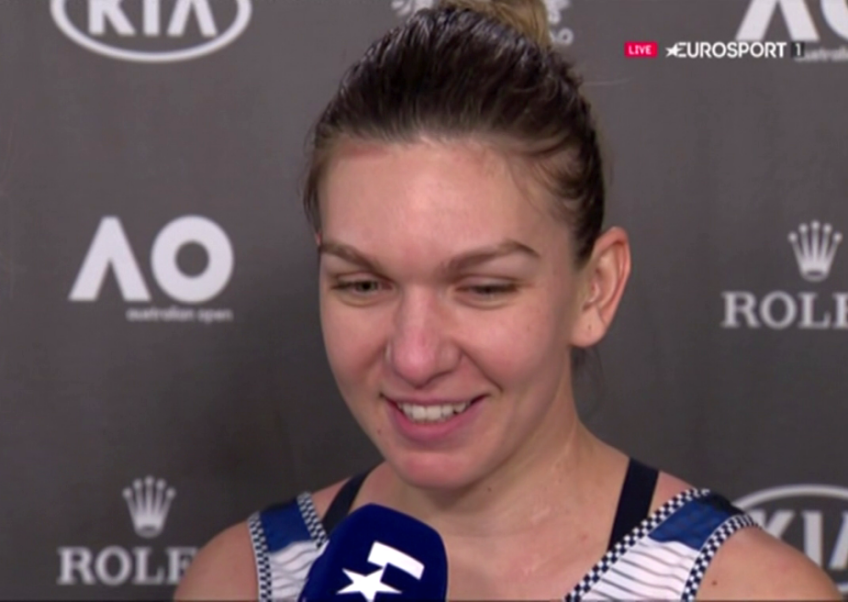 Simona Halep la microfonul Eurosport după meciul cu Venus Williams // Captură Eurosport