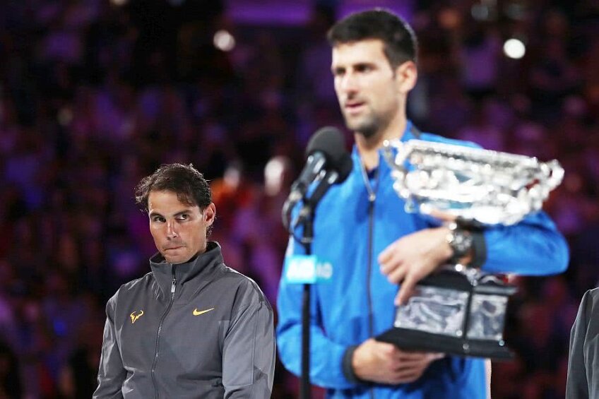 Rafael Nadal și Novak Djokovic la festivitatea de premiere de la Australian Open, foto: Guliver/gettyimages